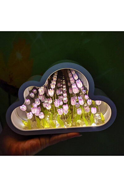 Skygo Bulut Tasarımlı Aynalı Lale Gece Lambası