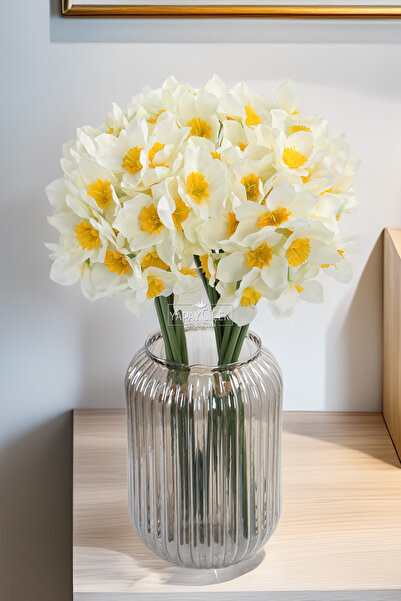 Yapay Çiçek Deposu Artificial Wild 24-Piece Hyacinth Flower Bunch 40 cm White