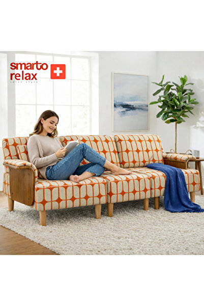 Smarto relax Üçlü Koltuk takımı 270cm – Kumaş Polyester, İskelet Ahşap, Ayak ...