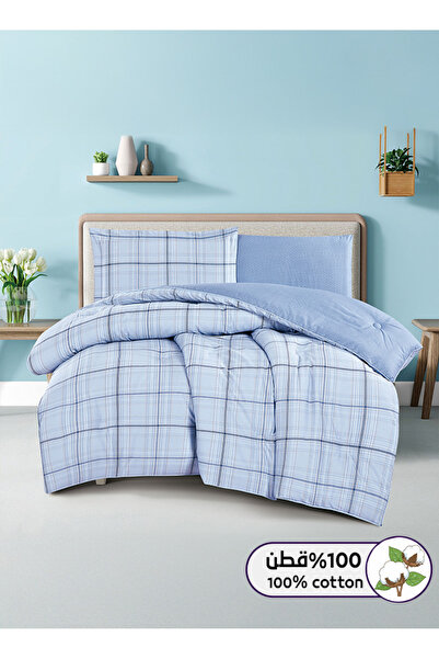 Melen طقم مفرش سرير صيفي مفرد ونص قطن 100% - 4 قطع - يناسب سرير بمقاس 200x120...