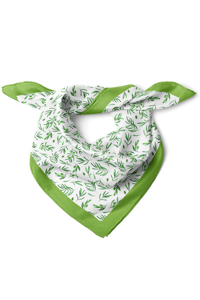 nehir eşarp Zeytin Dalı Desen Fular Bandana 50x50 Cm