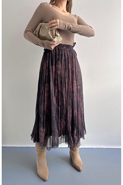 Chago KADIN KAHVERENGİ ASİMETRİK KESİM ETEK