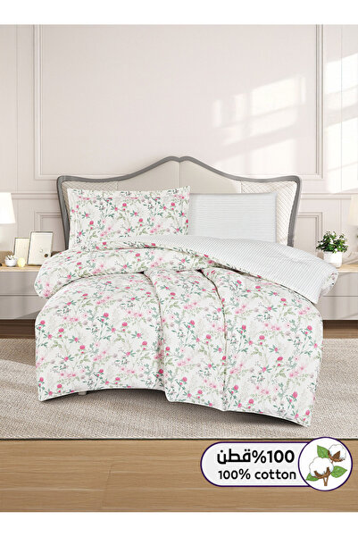 Melen طقم مفرش سرير صيفي مفرد ونص قطن 100% - 4 قطع - يناسب سرير بمقاس 200x120...