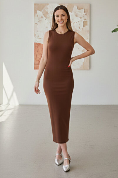 benguen Рокля без ръкави от трикотаж 4775 Кафява