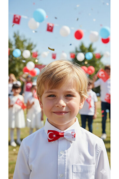 MeloKids Flag and Atatürk Patterned Ribbon Bow Tie April 23, October 29, May 19