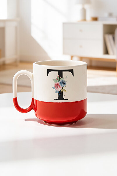 BB TRADE Letter t Designed Ceramic Printed Pro Mug 330ml