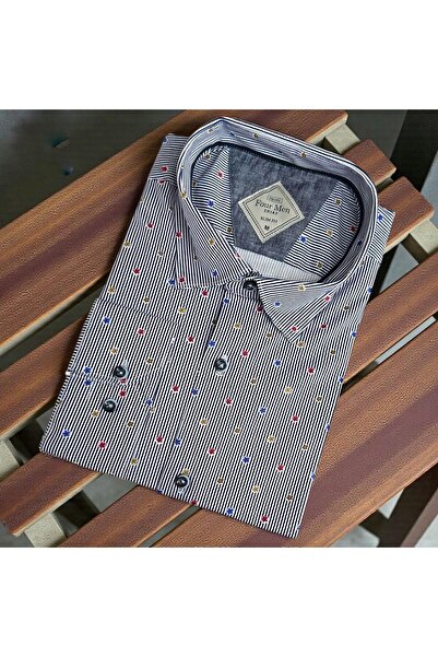 GÖMLEK GALERİSİ Slim Fit Digital Print Patterned Long Sleeve Men's Sports Shirt