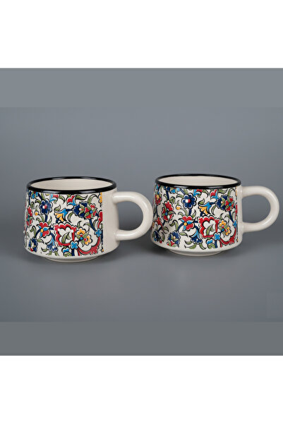 RGS HOMELİFE 2'li El Yapımı Seramik Kupa Seti, Seramik Kahve, Espresso ve Çay...