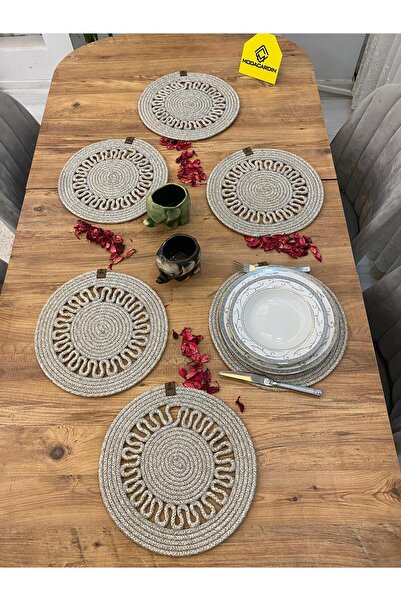 bestbeler Wicker Jute Presentation Plate Mat Supla American Service Set 6 Pieces