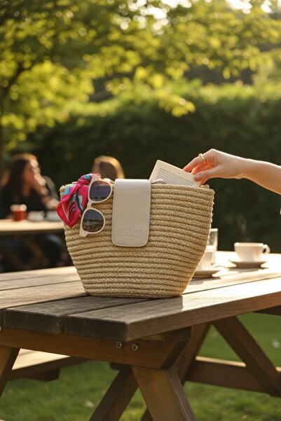 KUUM LONDON Women's Straw Sports Thick Strap Bag Km781