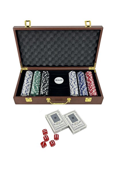 Bıyıklı Tobacco Deri Çantalı Poker Seti 300 Parça Chip ve 2 İskambil Kağıdı D...