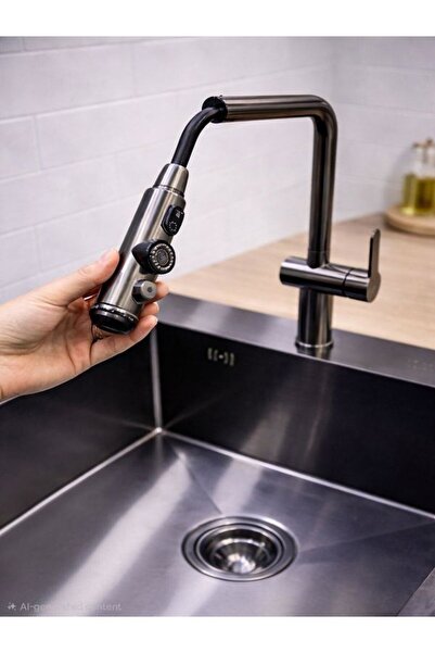 FLEKO Füme Tuşlu Arıtmalı Spiralli Eviye Bataryası