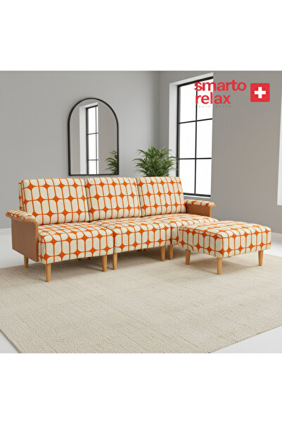 Smarto relax Köşe Takımı (Şezlonglu) – Polyester Kumaş, Ahşap İskelet, Ahşap ...