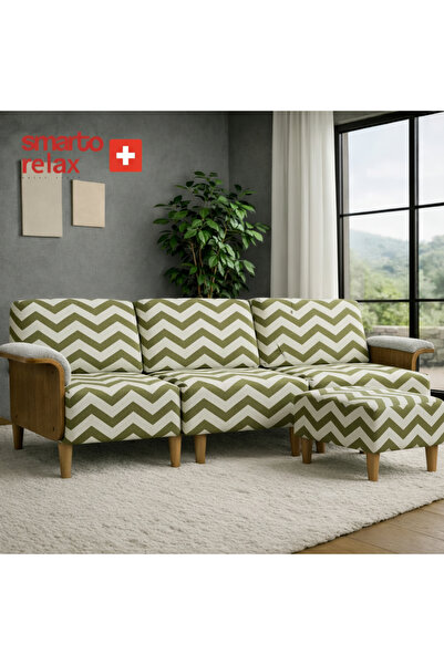 Smarto relax Köşe Takımı (Şezlonglu) – Polyester Kumaş, Ahşap İskelet, Ahşap ...