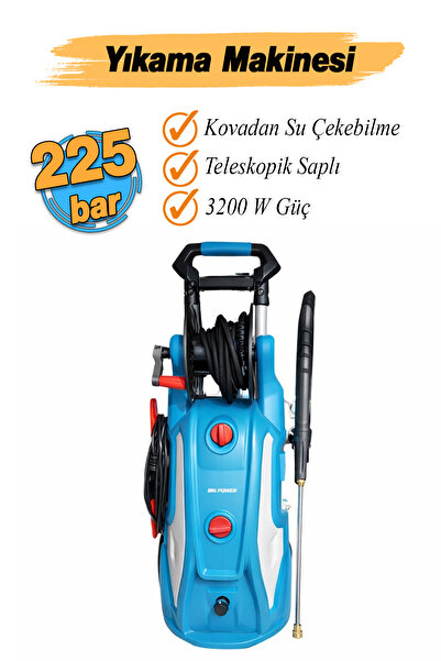 Badem10 Elektrikli Makaralı 225 Bar Basınç 3200 Watt Basınçlı Yıkama Köpüklem...