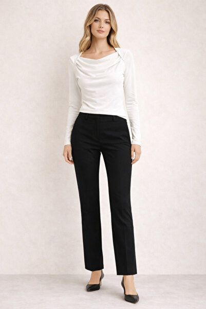 AYHAN Μπλούζα από χτενισμένο βαμβάκι με λαιμόκοψη καγιάκ