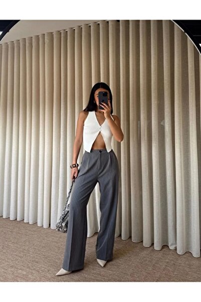 ossons Stripe Patterned Palazzo Trousers