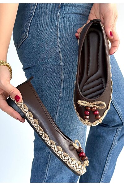 BESKAR Ilwe brown leather ballet flats