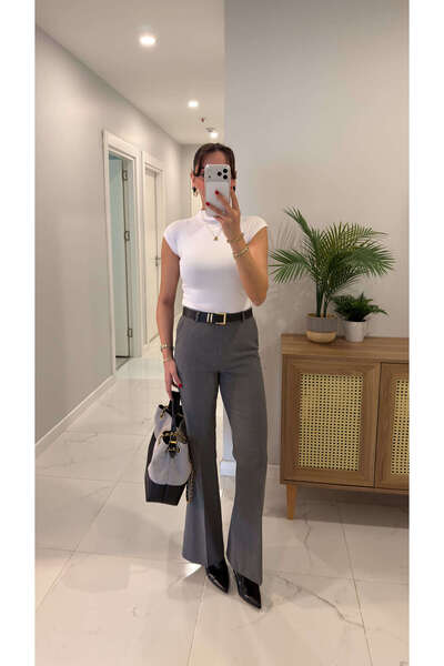 BİRCANÇİL Terins Dark Gray Spanish Flare Pants