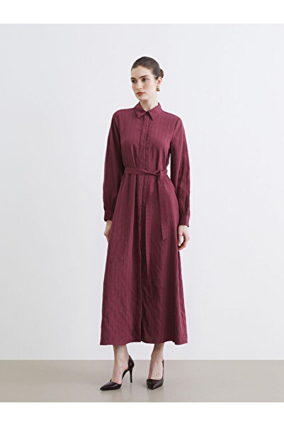 LC Waikiki Rmz Gi̇yi̇m Farkiyla Belted Mo Modal Stylish Shirt Dress