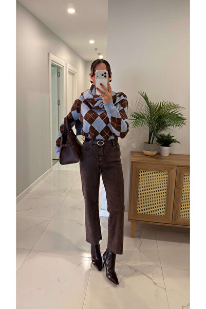 BİRCANÇİL Vernad Brown Belted Straight Jeans