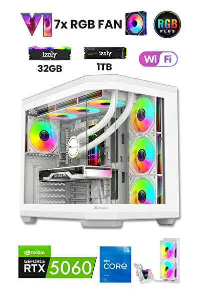 IZOLY GTA 18X-White i5 14400F 32GB DDR5 1TB M.2 NVMe RTX 5060 8GB 240mm Sıvı ...