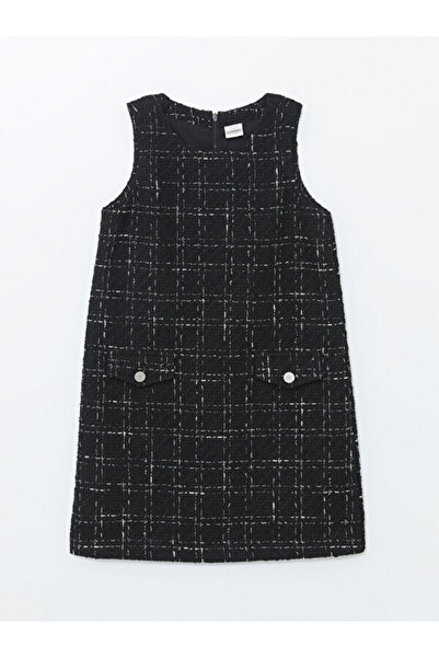 LC Waikiki Rochie din tweed pentru fete cu guler Roba Zero, Colecția Sparklin...