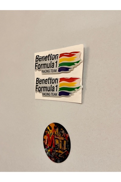 Damla Etiket Beneton Formula 1 Racing Team Drop Sticker Label Embossed 3D Sil...