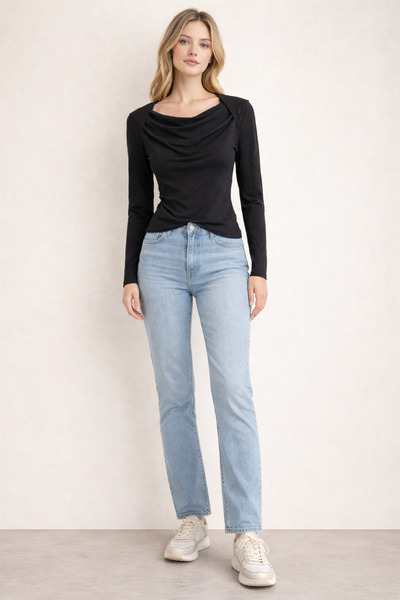 AYHAN Kayık Yaka Süprem Penye Bluz