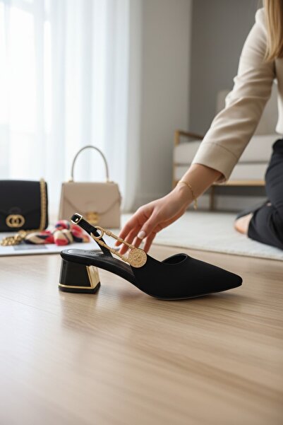 akerler Women's Black Buckle Casual Evening Dress Shoes Pm202643