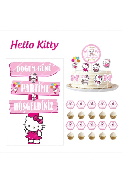 SİYAH PARTİ EVİ Hello Kitty Doğum Günü Parti Seti