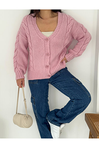 fiolin Women's 4-Button Knitwear Cardigan Yellow