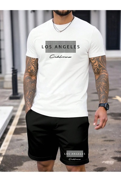 PAVRO Unisex Oversize Shorts Set Top and Bottom Two-Piece Comfortable Printed...