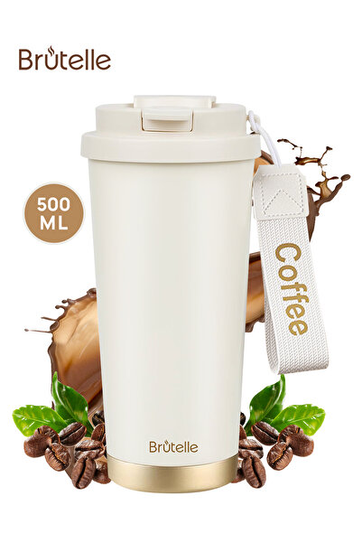 Brutelle Insulated Coffee Travel Mug 500ml 17oz Double-Walled Stainless Steel...