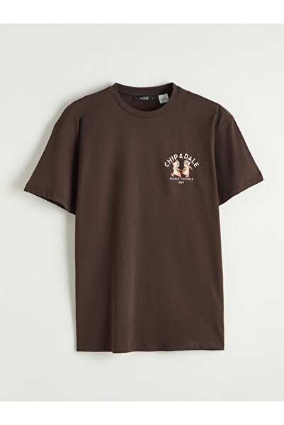 LC Waikiki Καφέ γυναικείο μπλουζάκι με στάμπα Chip and Dale