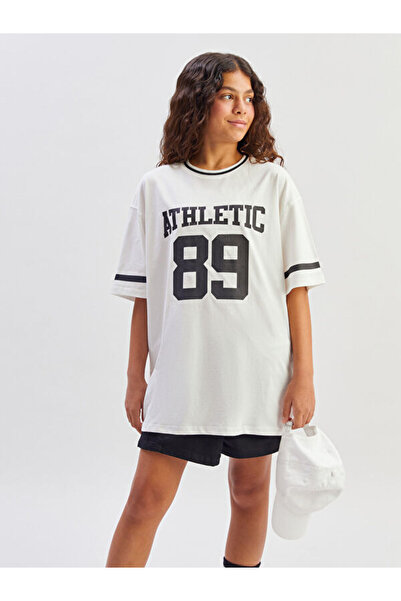 LC Waikiki Rmz Gi̇yi̇m Farkiyla Zero Roba Collar Printed Girls' T-Shirt