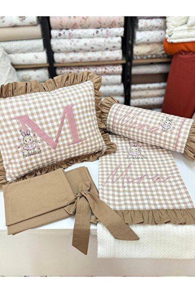 GAYE EV TEKSTİLİ طقم بيكيه للأطفال مطرز (مع وسادة كاندي)