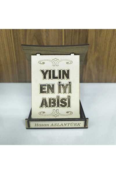 HEDİYENİZ BİZDE Kişiye Özel Yılın En İyi Abisi Ahşap Plaket
