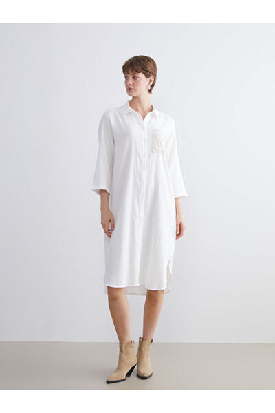 LC Waikiki Textured Crochet Detailed Shirt Dress for Style Enthusiasts from U...