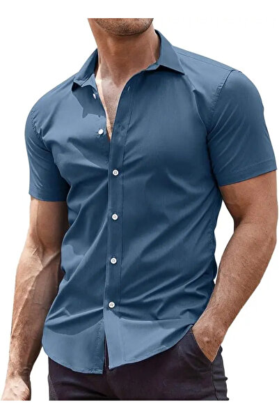 COOFANDY Ανδρικό Πουκάμισο, Κοντομάνικο, Business Casual, Ελαστικό Υλικό, Γρή...