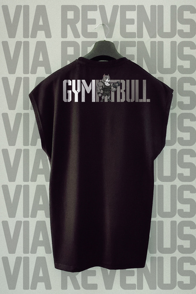 Vordevia Gym Pitbull Back Printed Zero Sleeve 100% Cotton Sports Tshirt