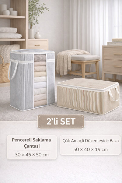 PONÇİK BEBEK Set od 2 organizatora za odlaganje odeće sa prozorima Torba kuti...