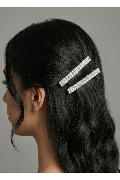 Massaltay Silver Stone Crystal Clip Buckle Pair – Stylish Shiny Hair Accessor...