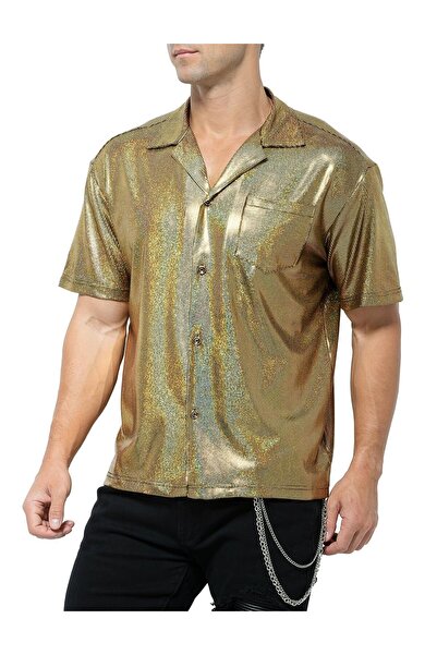 Casey Kevin Men's Shirt, Casey Kevin, Metallic Material, Shiny, Casual/Party,...
