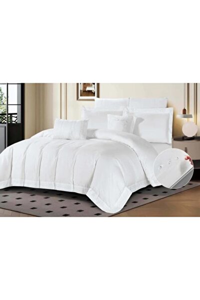 Alhabib bedding مفرش مزدوج قطن أبيض يناسب سرير مقاس 200x200سم عدد القطع 9