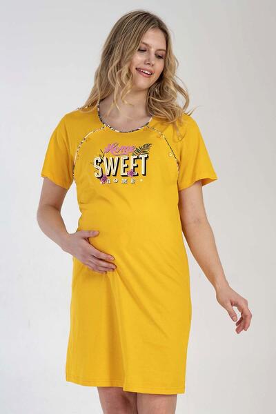 VİENETTA Women's Short Sleeve Breastfeeding Comfortable Maternity Nightgown 1...
