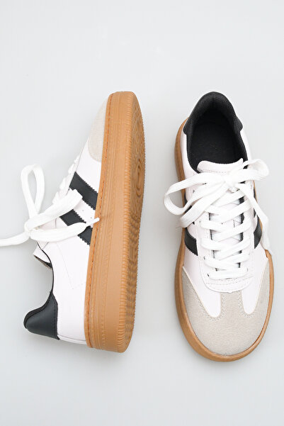 DELSOLERA Thick Sole Sneaker with Lace-Up Leather Stripes Suede Orthopedic Da...