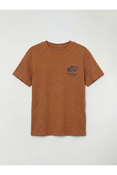 LC Waikiki Özmarka Νέας Σεζόν Παιδικό Μπλουζάκι για Αγόρια με Στάμπα Crew Neck