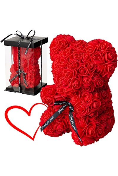 OEM Teddy Bear Made of Red Roses 25 cm, in Box - Gift for Her (Assembled)