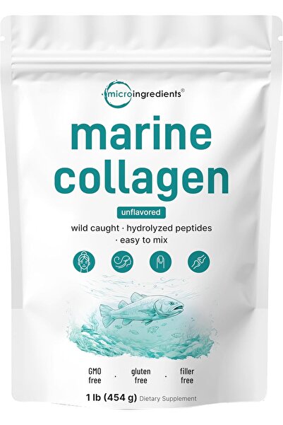 Micro ingredients Marine Collagen Peptides Powder, 1 lb